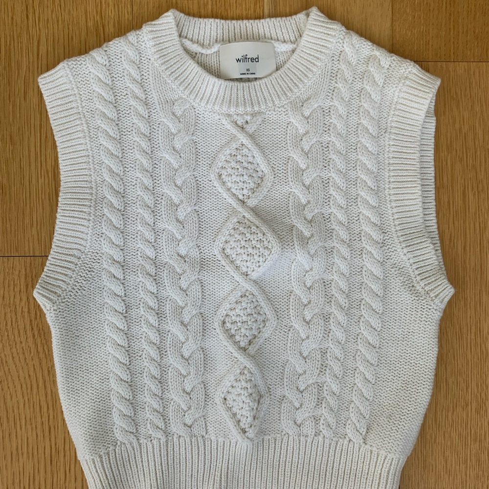 Aritzia Wilfred Alps Sweater Vest, White, XS